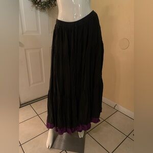 Women's Black Elastic Waist Long Maxi Skirt